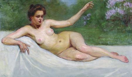 Jakub Weinles Femme nue allongee oil painting image